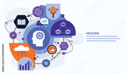 Ai agent generate concept. Artificial Intelligence assistant technology for graphic design, translate, chat bot, images, write code, advertising, law, customer analysis, security, healthcare, study.