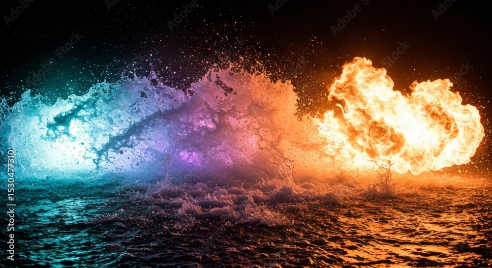 Fototapeta premium Explosive water and fire show