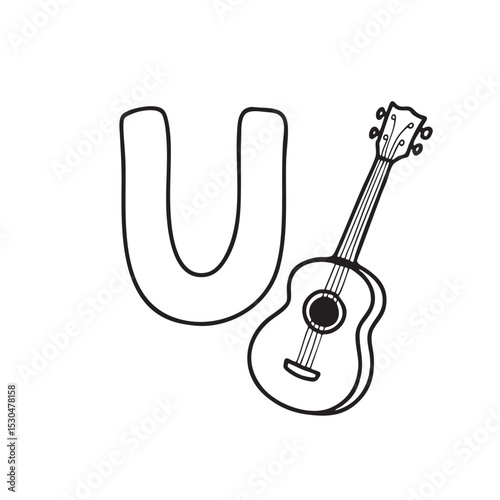 An Illustration of letter U next to Ukulele