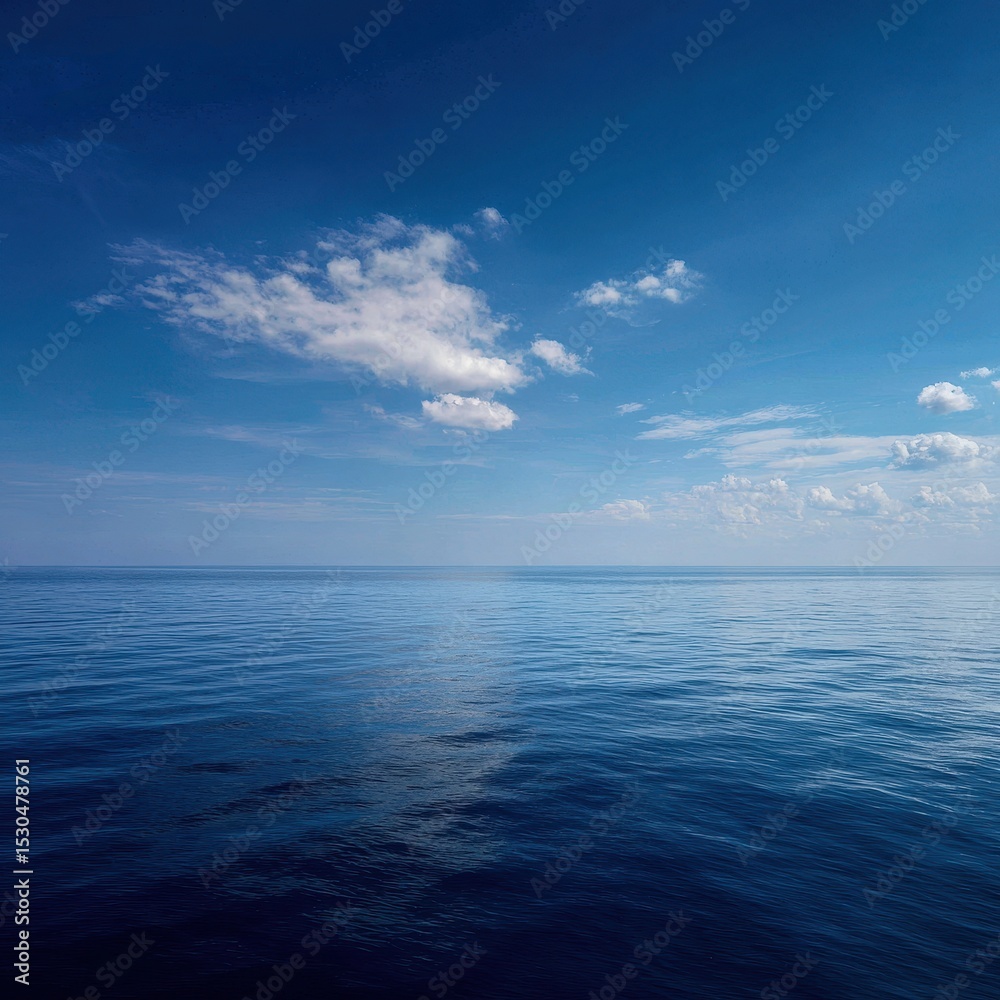 Fototapeta premium Vast expanse of a serene ocean meeting a clear blue sky