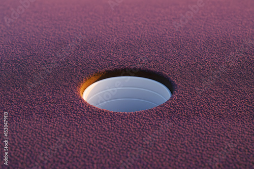 Close Up of a Golf Hole on a Putting Green with Precision and Detail for Golf Enthusiasts and Sports Lovers photo