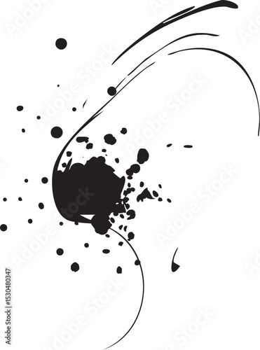 墨絵・飛び散り・飛沫・墨汁の和風エフェクトイラスト素材