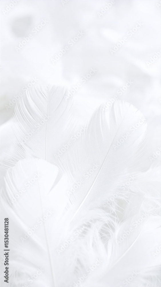Fototapeta premium Soft White Feathers Scattered Across a Light Surface Create a Serene and Delicate Atmosphere Perfect for Various Artistic Projects