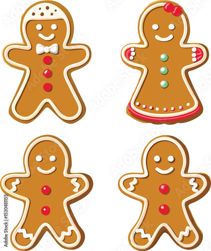 Festive Gingerbread Cookies Illustration for Holiday Baking and Decoration