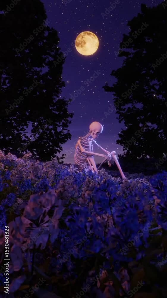 Skelton with Nature background 