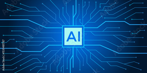 AI Technology Circuit Board, Digital Intelligence, Artificial Neural Networks