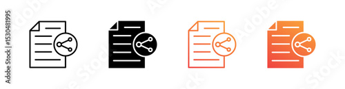 File Sharing Multiple Style Icon Set Vector 