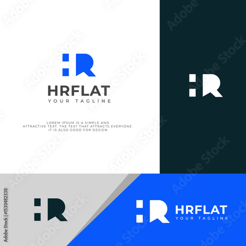 Interlocked HR, RH letter Design Minimalist, Modern, Branding, Identity, Creative, Symbol.
