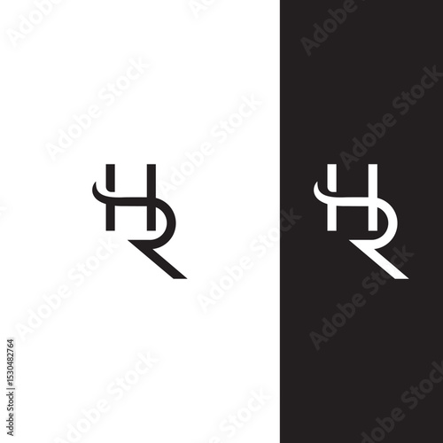 Interlocked HR, RH letter Design Minimalist, Modern, Branding, Identity, Creative, Symbol.