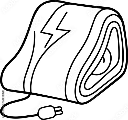Electric blanket outline vector illustration, line art
