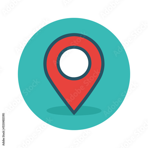 Red location pin icon centered within a teal circle suitable for design purposes Free Download Red location pin icon centered within a teal circle suitable for design purposes - GFXLoad