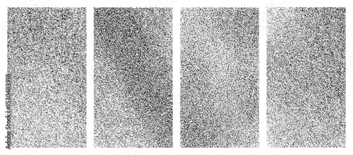 Vector halftone stipple texture in black and white with dense dot grain pattern, retro abstract background element isolated on transparent background for digital design overlays