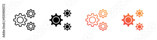 Cog Multiple Style Icon Set Vector 