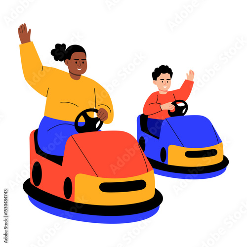 A flat style illustration showing family fun