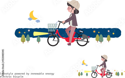 Going out on an electric bike !：During the night