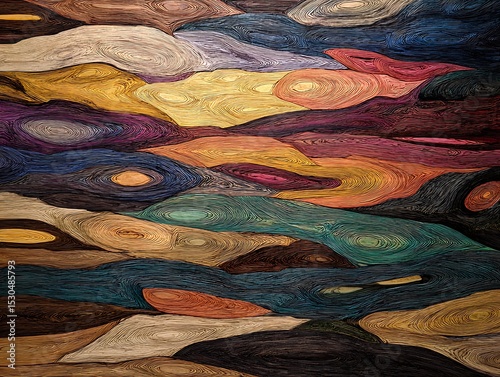 Artistic Abstract Hardwood Design with Deep Texture