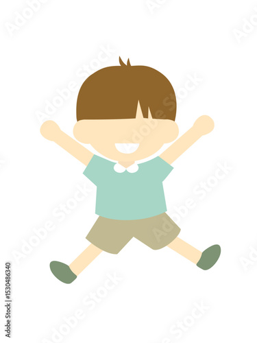 ジャンプしている男の子のイラスト