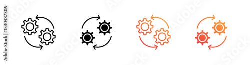 Synergy Multiple Style Icon Set Vector 