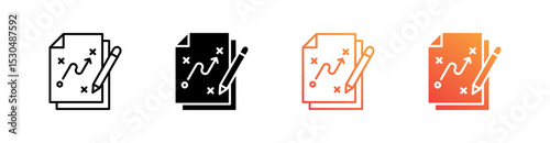 Planning Strategy Multiple Style Icon Set Vector 