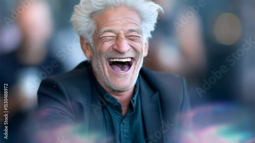 Senior man laughing heartily