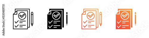 Assessment Multiple Style Icon Set Vector 