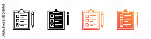 Survey Multiple Style Icon Set Vector 