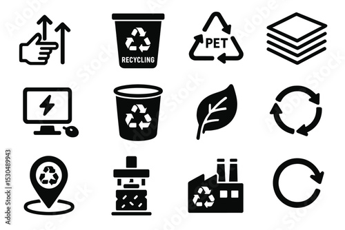 Recycling symbol set: eco-friendly icons for sustainable practices