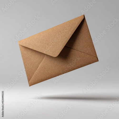 Light brown envelope floats in air