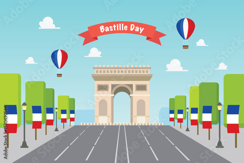 Bastille day celebration at Arc de Triomphe in Paris