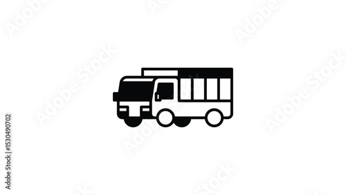 Vehicles, Cargo vans, simple black and white line drawing illustration