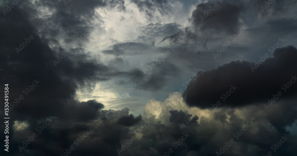 Obraz premium Cloud storm sky dark rain lightning thunder stormy typhoon nature light scene rainy atmosphere damage effect carbon dioxide dust air pollution 2.5 Pm, texture nature windstorm weather skyscape.