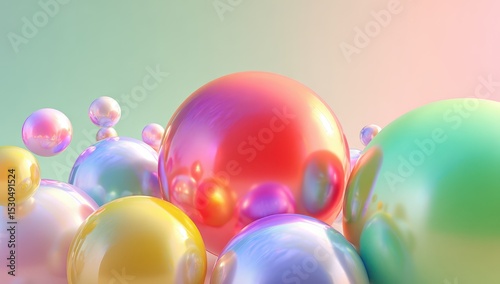 Abstract, colorful spheres in soft pastel hues