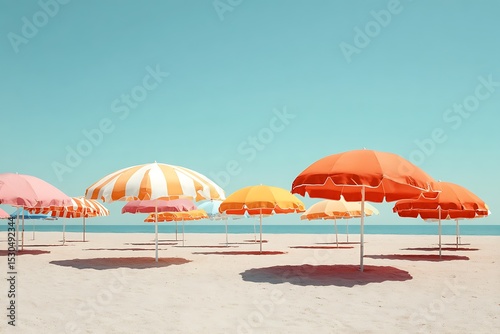 Summery Beach Umbrella Scene for Travel Themes
