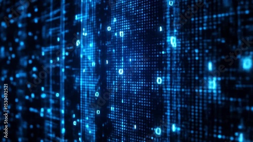 Wallpaper Mural Pixelized digital panel with flickering blue light patterns and glowing overlays Torontodigital.ca