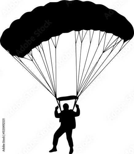 arafed man flying with a parachute in the air, skydiving, vector illustration, parachutes, vector