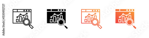 Analytics Multiple Style Icon Set Vector 