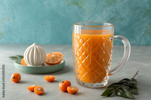 Fresh Cantaloupe Juice with Kumquats and Citrus Squeezer