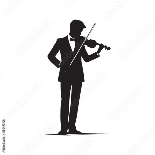 Vintage Violin Silhouette - Flat Vector Violin - Orchestral Instrument Design.