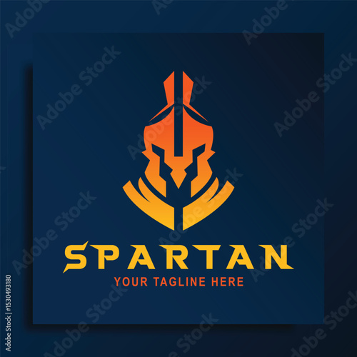 spartan logo vector design illustration. simple spartan greek gladiator logo. flat vector icon warrior knight armor