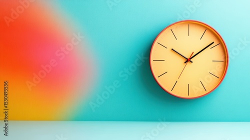 Wallpaper Mural A contemporary wall clock with bold colors and minimalist design, showcasing the passage of time while adding a pop of style to any room decor. Torontodigital.ca