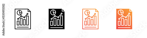Report Multiple Style Icon Set Vector 