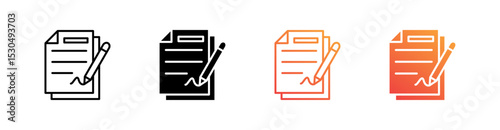 Contract Multiple Style Icon Set Vector 
