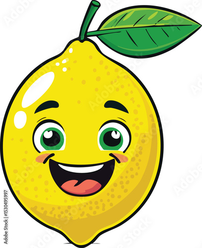 Happy Lemon Cartoon Character - Cute Citrus Fruit Mascot

