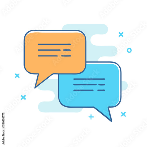 Two overlapping speech bubbles indicating a conversation 