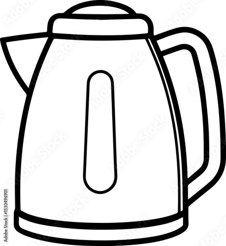 Electric kettle outline vector illustration, line art