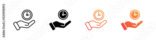 Save Time Multiple Style Icon Set Vector 