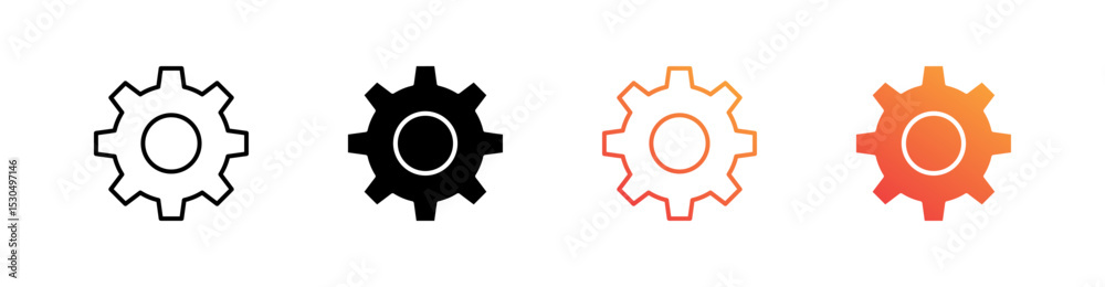 Settings Multiple Style Icon Set Vector Settings Multiple Style Icon Set Vector