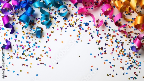 Colorful Confetti and Streamers Create Festive Summer Scene