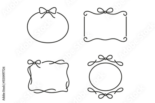 Decorative frames with ribbon accents suitable for various design projects and creative applications
