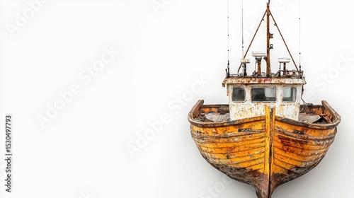 Realistic Fishing Boat Scene with a Weathered Appearance